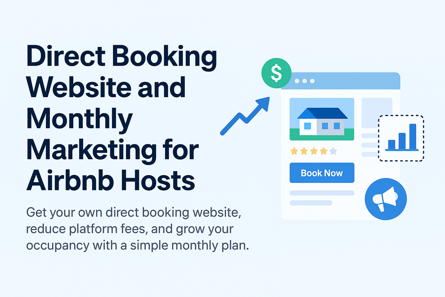Direct Booking Website and Monthly Marketing for Airbnb Hosts