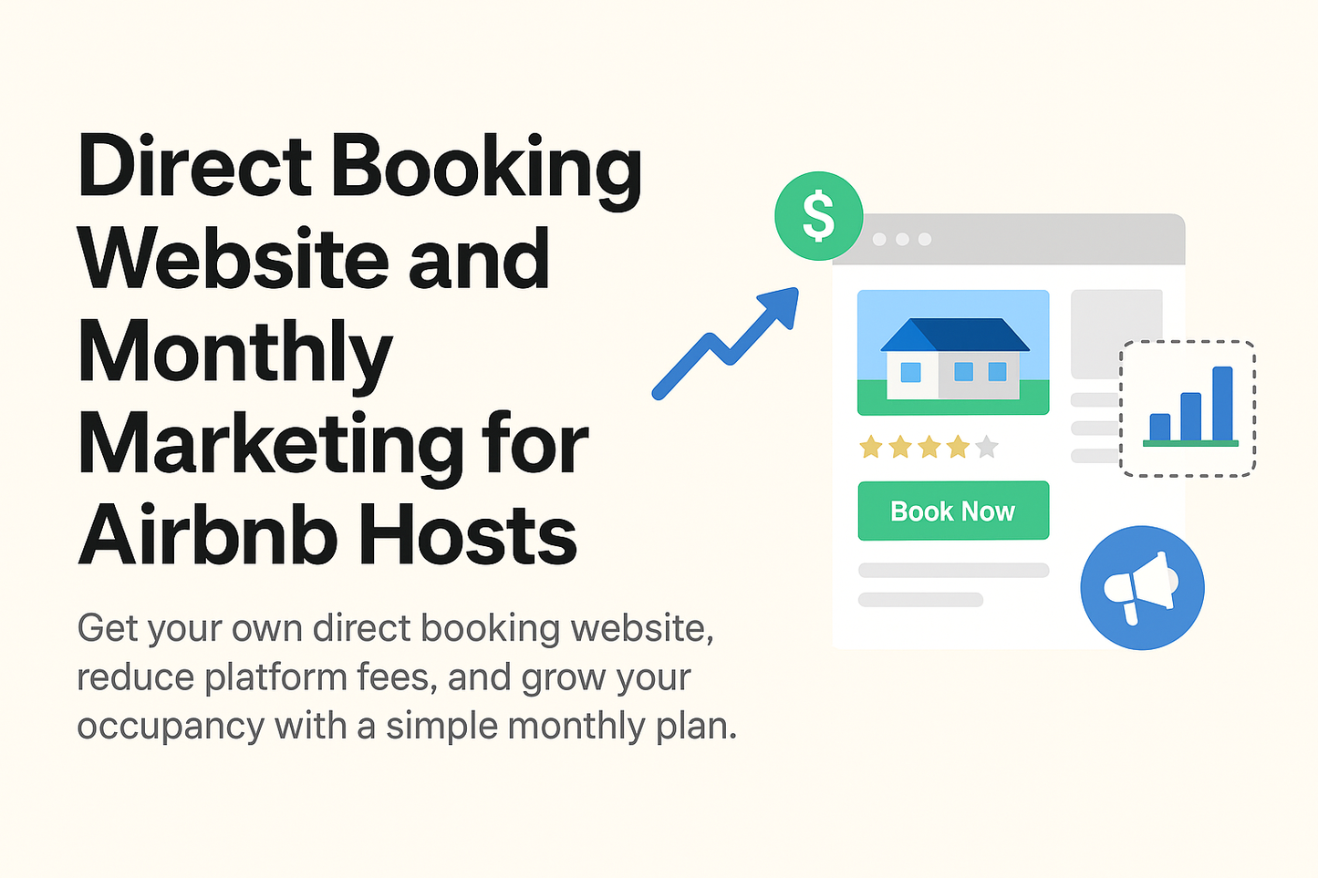 Direct Booking Website and Monthly Marketing for Airbnb Hosts